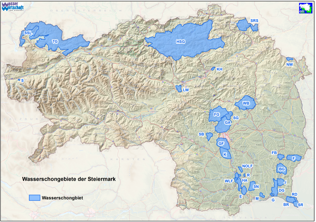 Oberflächennahe Schongebiete der Steiermark